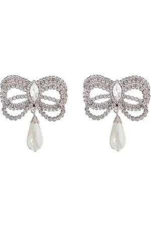 Alessandra Rich Hypoallergenic brass earrings in with bow and drop pearl - OS