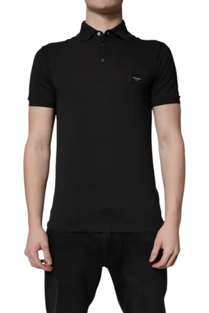 Dolce & Gabbana Dark Gray Logo Plaque Cotton Men Polo Shirt T-shirt - IT44 | XS
