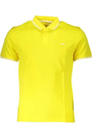 HARMONT&BLAINE Elegant Yellow Cotton Polo with Contrast Details - M