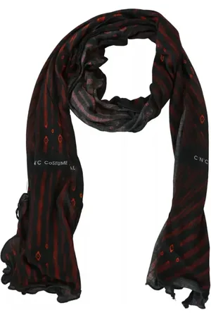Costume National Red Viscose Foulard Branded Scarf
