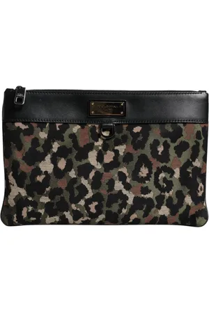 Dolce & Gabbana Multicolor Leopard Jacquard Print Logo Plaque Pouch Bag