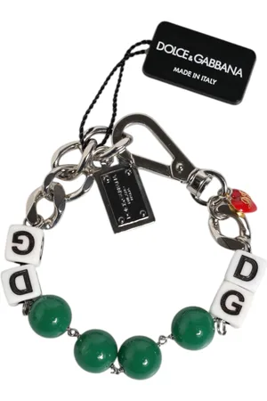 Dolce & Gabbana Silver Tone Brass Bead Dice Logo Embellish Charm Bracelet