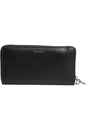 Dolce & Gabbana Black Blue Exotic Leather Embossed Continental Wallet