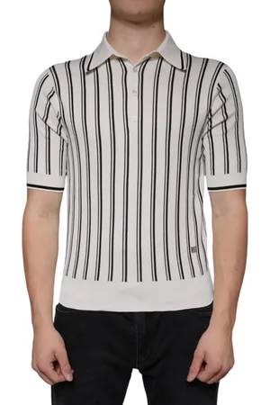Dolce & Gabbana White Stripe Polo Short Sleeve T-shirt - IT44 | XS