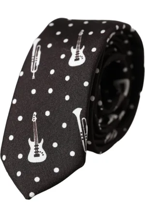 Dolce & Gabbana Guitar Print Silk Adjustable Tie