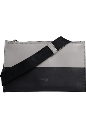 Dolce & Gabbana Black White Leather Logo Embossed Crossbody Bag