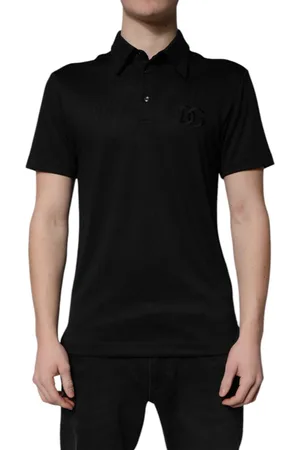 Dolce & Gabbana Black Polyester DG Logo Collared Polo T-shirt - IT44 | XS