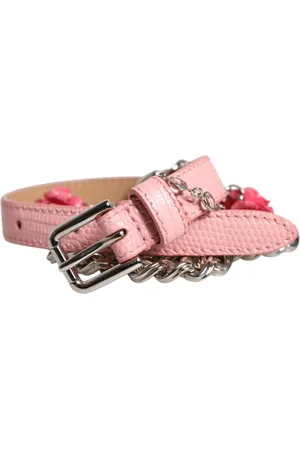 Dolce & Gabbana Pink Embelished Roses Textured Leather Belt - IT40|S