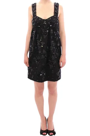 Dolce & Gabbana Elegant Sequined Floral Mini Shift Dress - IT42|M