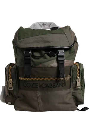 Dolce & Gabbana Military Green Patchwork Travel Backpack Bag