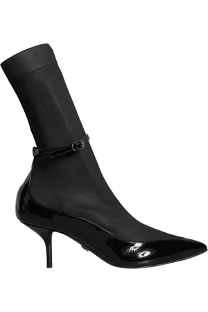 Dolce & Gabbana Leather Stilettos Booties Socks Shoes - EU39/US8