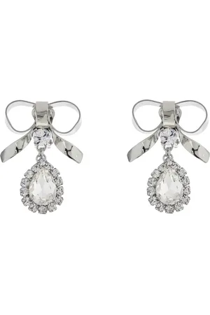 Alessandra Rich Bow earrings with crystal pendant in -plated brass - OS