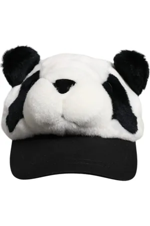 Dolce & Gabbana Black White Panda Fur Women Baseball Cap - 57 cm|S
