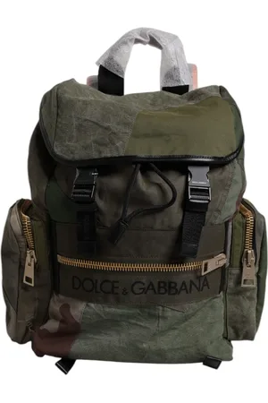Dolce & Gabbana Military Green Patchwork Travel Backpack Bag