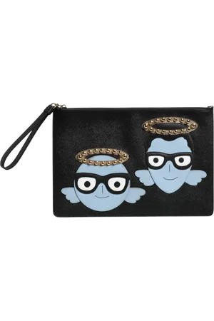 Dolce & Gabbana Leather #DGFAMILY Embellished Men Zip Pouch Bag