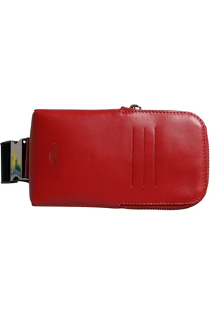 Dolce & Gabbana Red Calfskin Logo Purse Phone Belt Waist Bag