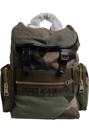 Dolce & Gabbana Military Green Patchwork Travel Backpack Bag