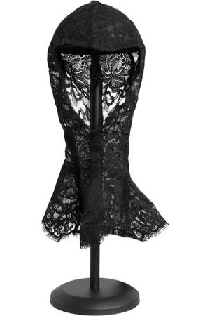 Dolce & Gabbana Black Floral Lace Whole Head Wrap Hat - 57 cm|S