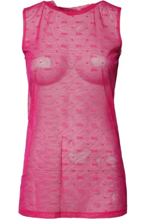 Dolce & Gabbana Pink Nylon See Through Women Sleeveless Tank Top - IT2 | S