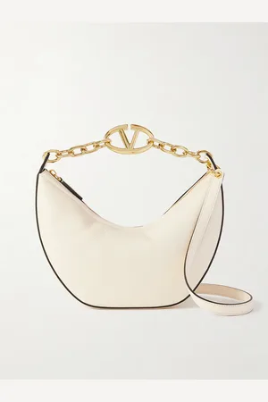 VALENTINO GARAVANI Ivory Leather Small Hobo Vlogo Shoulder Bag