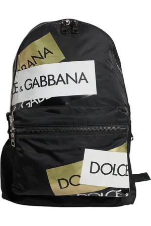 Dolce & Gabbana Black Logo Tape Polyamide School Travel Backpack Bag