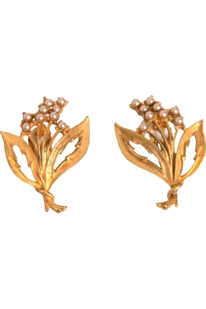 Dolce & Gabbana Tone Brass Lily Of The Valley Pearl Clip On Earrings