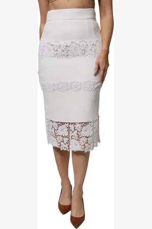 Dolce & Gabbana Floral Lace High Waist Pencil Cut Skirt - IT42|M