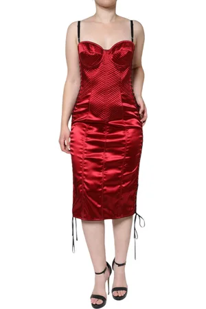 Dolce & Gabbana Bustier Corset Lace Bodycon Midi Dress - IT44 | L