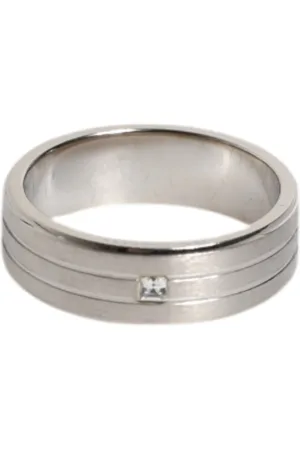 Dolce & Gabbana Silver Tone Brass Clear Crystal DG Logo Ring - EU58 | US9