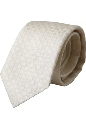 Dolce & Gabbana Off Silk Adjustable Necktie Men Tie