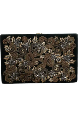 Dolce & Gabbana Velvet Gold Frame Clutch Evening Party Purse Bag