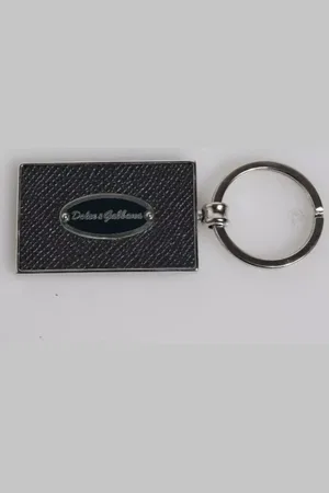 Dolce & Gabbana Leather Logo Metal Ring Keychain Keyring
