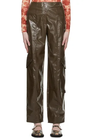 Ganni Leather Trousers & Pants