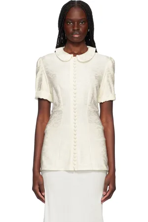 Jil Sander Off-White Fluid Viscose Flower Jacquard Shirt