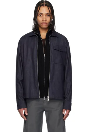 Moncler Blue Long Sleeve Zip-Up Denim Jacket