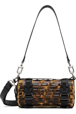Feng Chen Wang Brown & Black Cylindrical Bamboo Bag