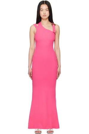 VERSACE Pink Baroque Buckle Maxi Dress