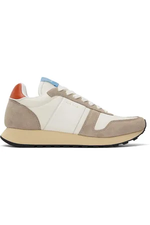 Paul Smith White & Taupe Eighties Sneakers