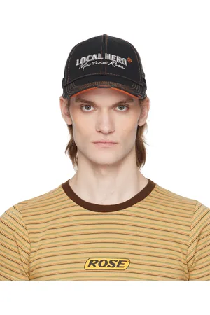 MARTINE ROSE Black Roll Back Cap