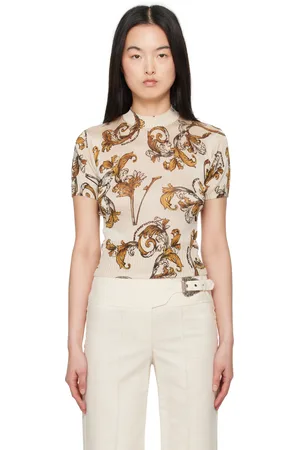 VERSACE Beige Outline Barocco Lurex Sweater