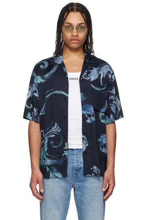 VERSACE Blue Outline Barocco Shirt