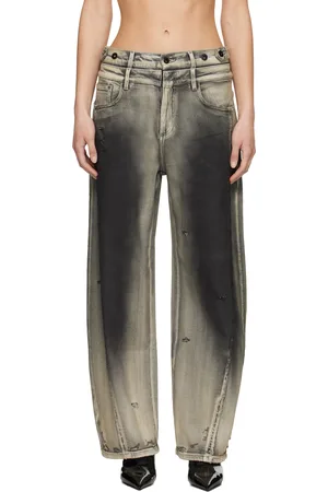 Feng Chen Wang Gray Deconstruction Washed Jeans