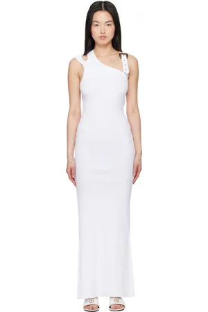 VERSACE White Baroque Buckle Maxi Dress