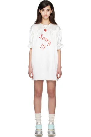 Petra Collins SSENSE Exclusive White JennyFax Edition Puff Sleeve Minidress