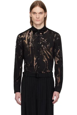 LGN LOUIS GABRIEL NOUCHI Black Classic Fit Marbled Shirt