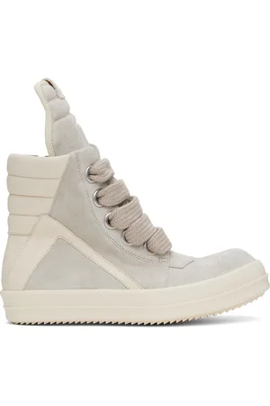 Rick Owens Gray & Off-White Hollywood Jumbolace Geobasket Sneakers