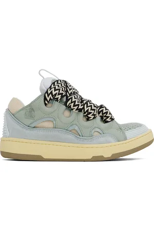 Lanvin Blue & Green Leather Curb Sneakers