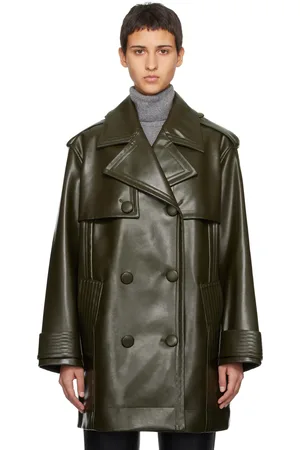 Stand Studio Khaki Flora Faux-Leather Trench Coat