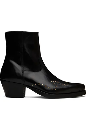Ernest W. Baker Black Studded Western Boots