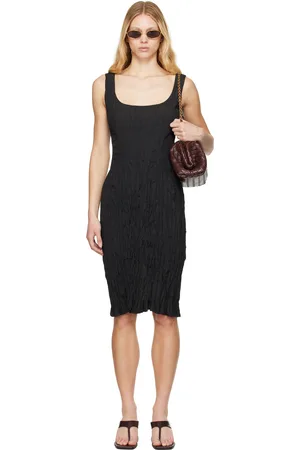 Bottega Veneta Black Crinkled Midi Dress